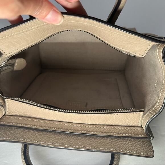 Celine Nano Luggage Handbag in Taupe Grained Leather Authentic - Picture 11 of 14